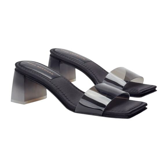 NIB! Good American Block Heel Slide Sandal in Black - Size 9.5 - Picture 1 of 11